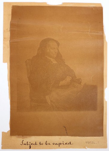 Before and after AI restoration of a severely faded 1857 seated portrait — Before