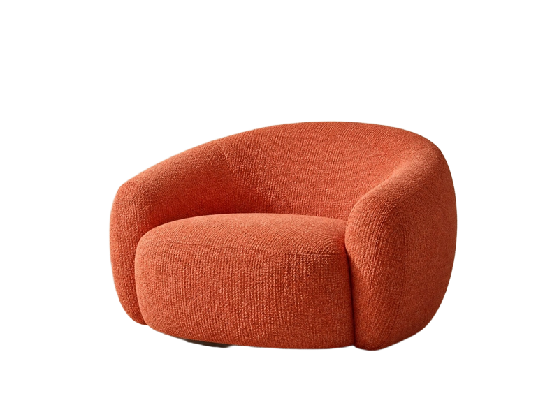 Sillón naranja coral aislado como PNG transparente después de eliminar el fondo