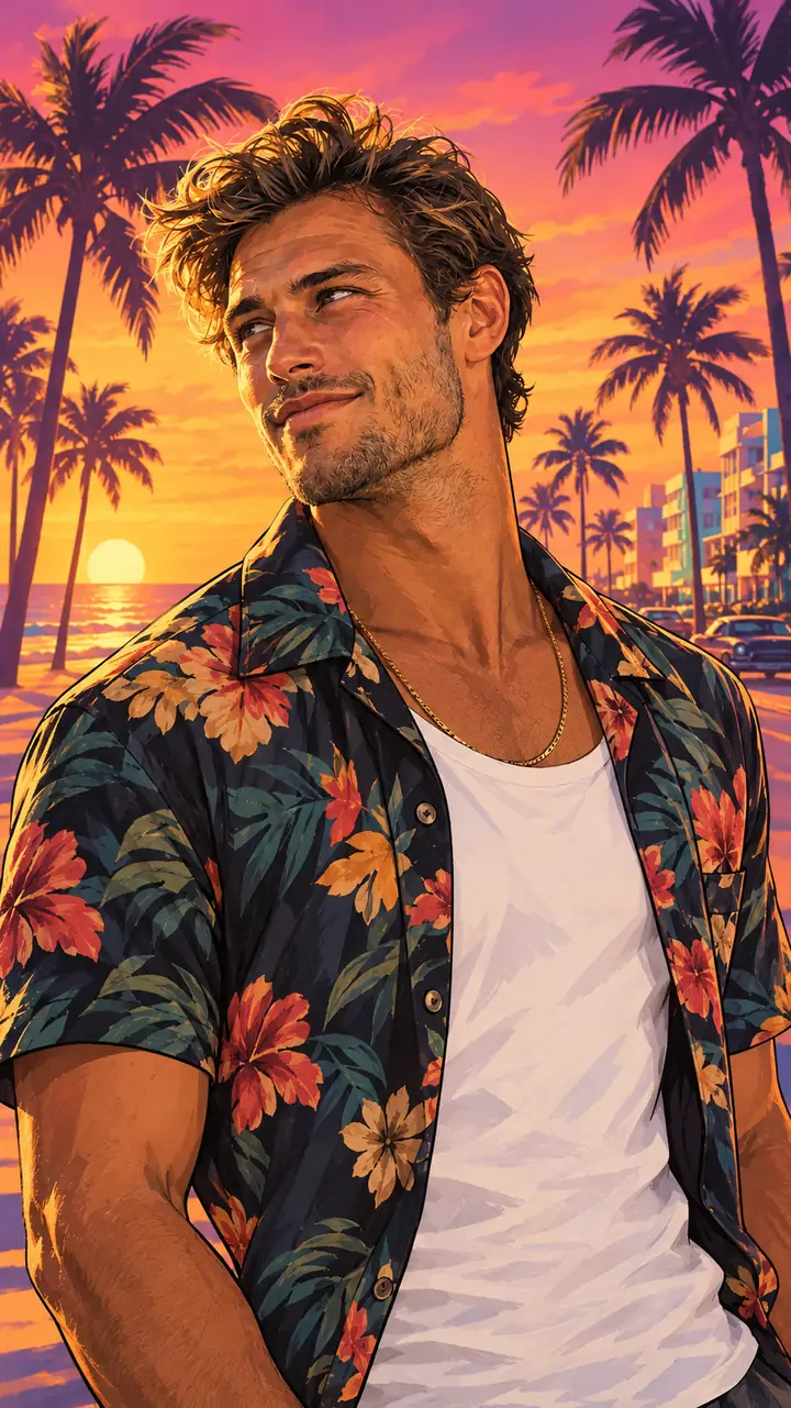 The same selfie as a classic GTA art style portrait