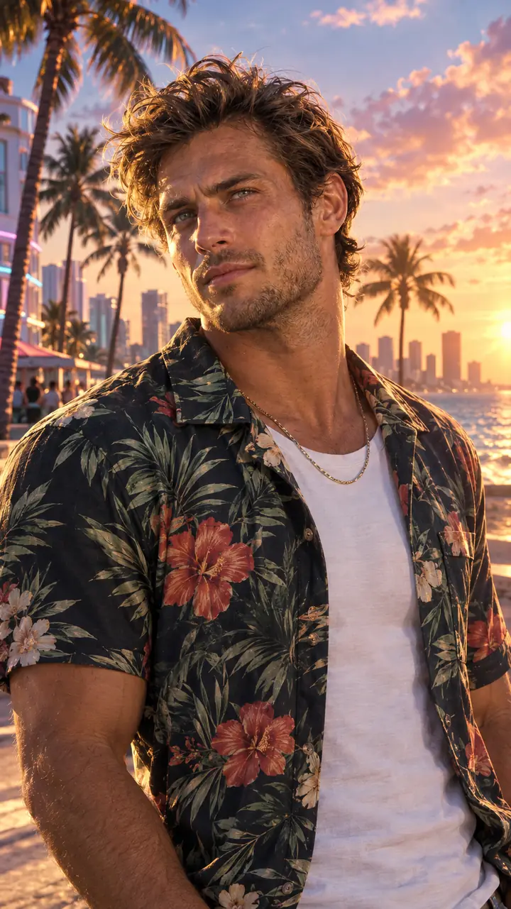 The same selfie as a real-to-GTA 6 in-game render
